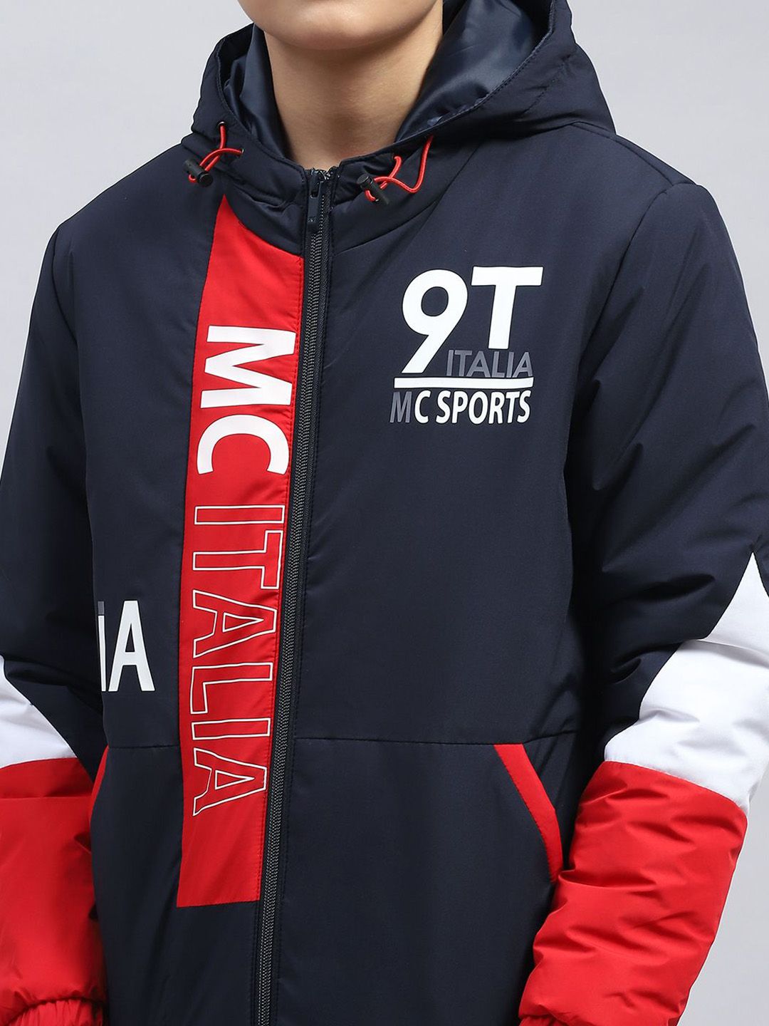 Monte Carlo Boys Hooded Typography Printed Casual Sporty Jacket