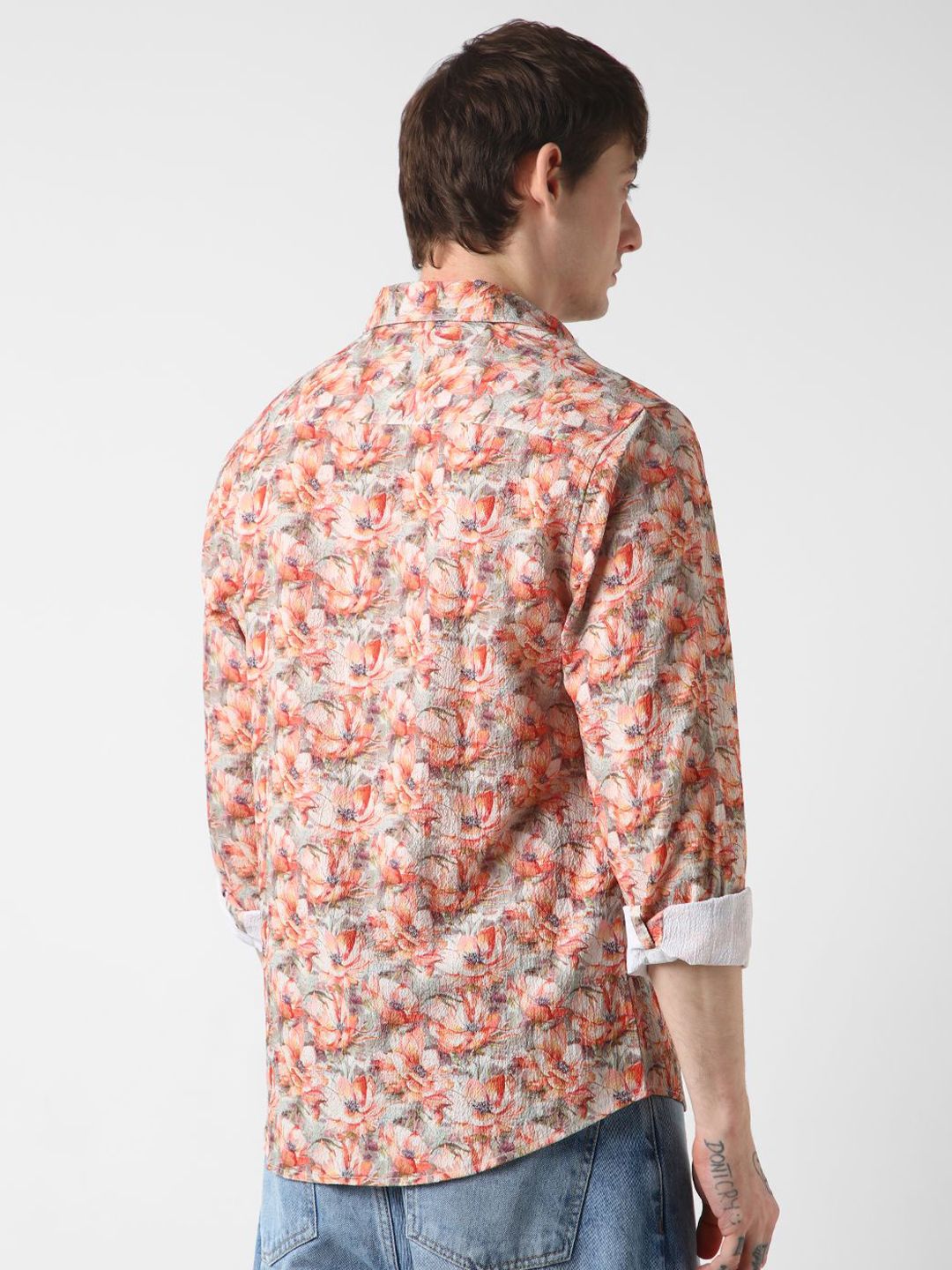 VASTRADO Men Classic Spread Collar Floral Printed Slim Fit Casual Shirt