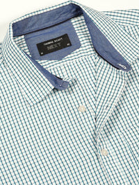 Thomas Scott Men Smart Spread Collar Micro Checked Cotton Slim Fit Casual Shirt