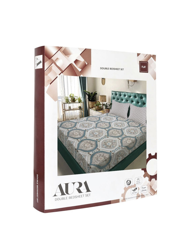 Aura Brown & Beige Ethnic Motifs 300 TC Double King Bedsheet Set 2.50 m x 2.25 m