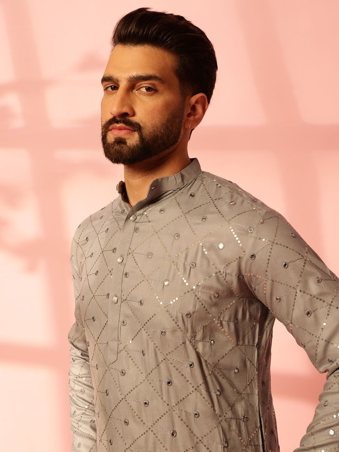 Anouk Men Embroidered Regular Mirror Work Pure Cotton Kurta with Pyjamas
