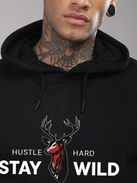 Adro Hustle Hard Stay Wild 320 GSM Fleece Printed Graphic Sweatshirt