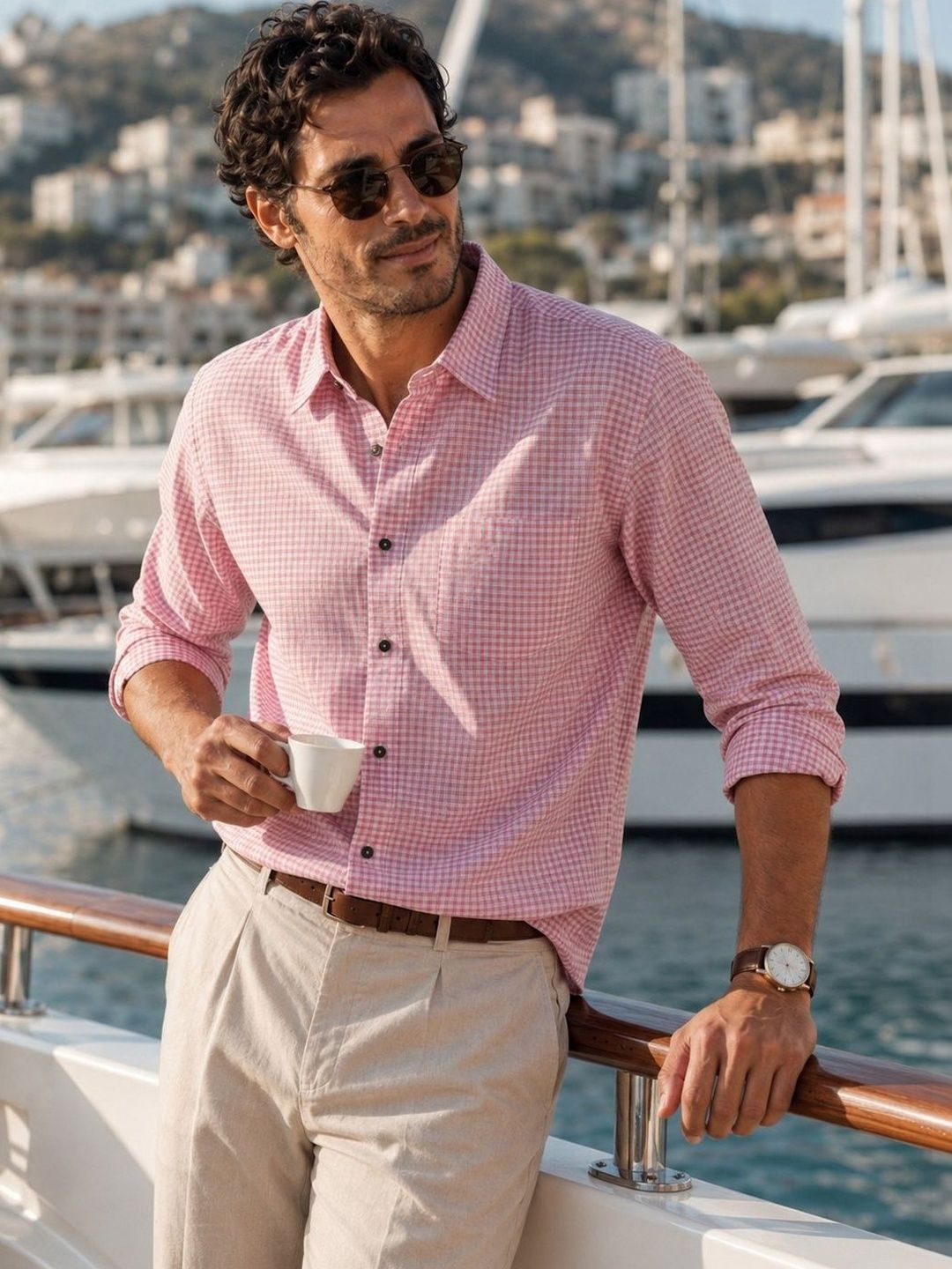 Eszett Checked Spread Collar Pure Cotton Casual Shirt