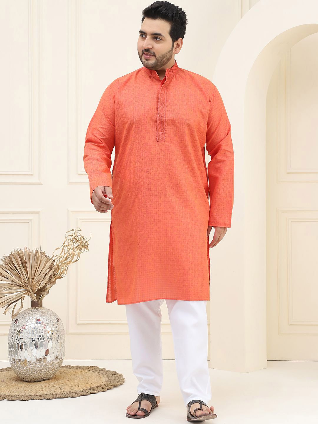SOJANYA PLUS Plus Size Woven Design Pure Cotton Kurta with Pyjama