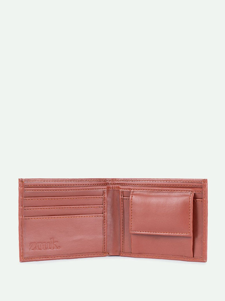 ZOUK Men Striped Leather Classic Sleek - Goan Waves Two Fold Wallet