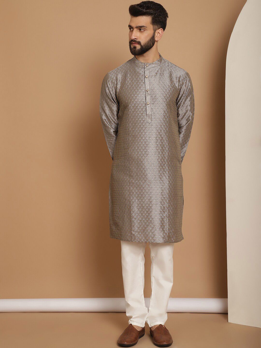 Anouk Ethnic Motifs Embroidered Straight  Kurta with Churidar
