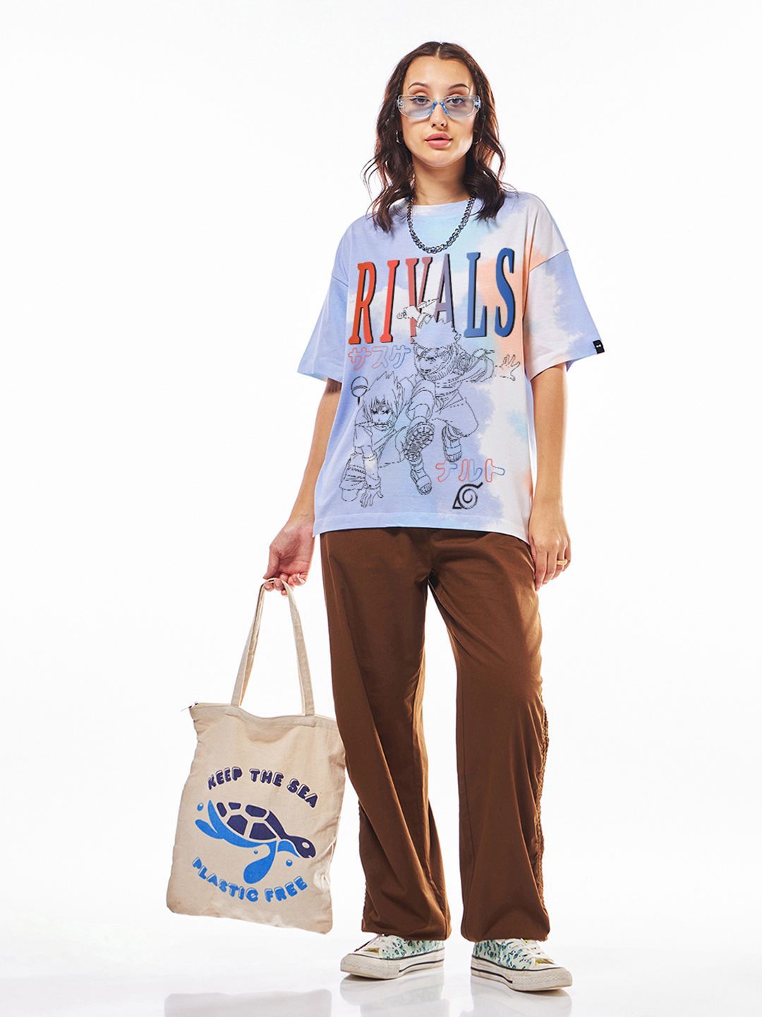 Bewakoof Graphic Printed Round Neck Pure Cotton Oversized T-shirt