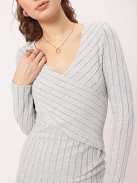 DressBerry Mini Maven Self-Striped Wrap Dress