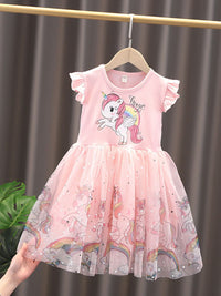 YK Floral Print Flutter Sleeve Fit & Flare Dress