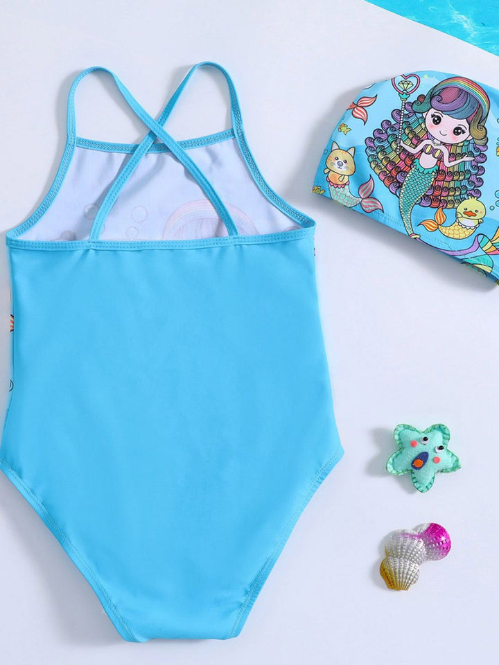 YK Girls Printed Swimwear Bodysuit