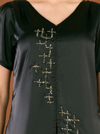Antheaa Embellished V-Neck Top With Palazzos Co-Ords