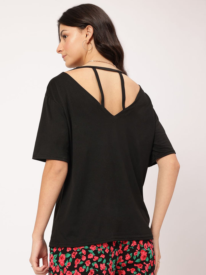DressBerry Cuddle Core Cut-Out Strap Detail Back Relaxed Fit Top
