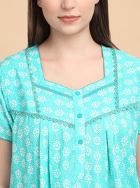 Sweet Dreams Women Printed Pure Cotton Maxi Nightdress