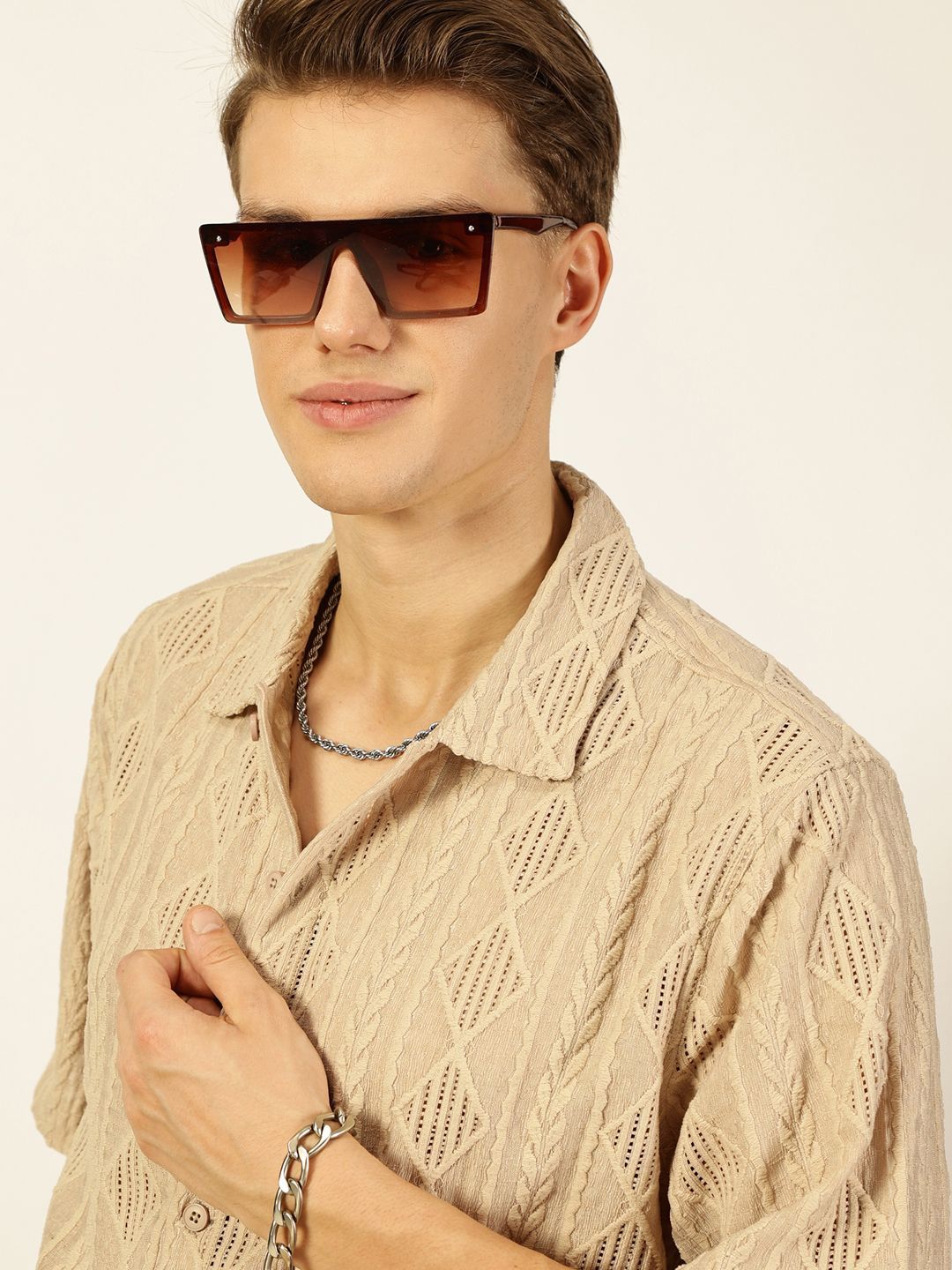 Thomas Scott Men Premium Semi Sheer Casual Shirt