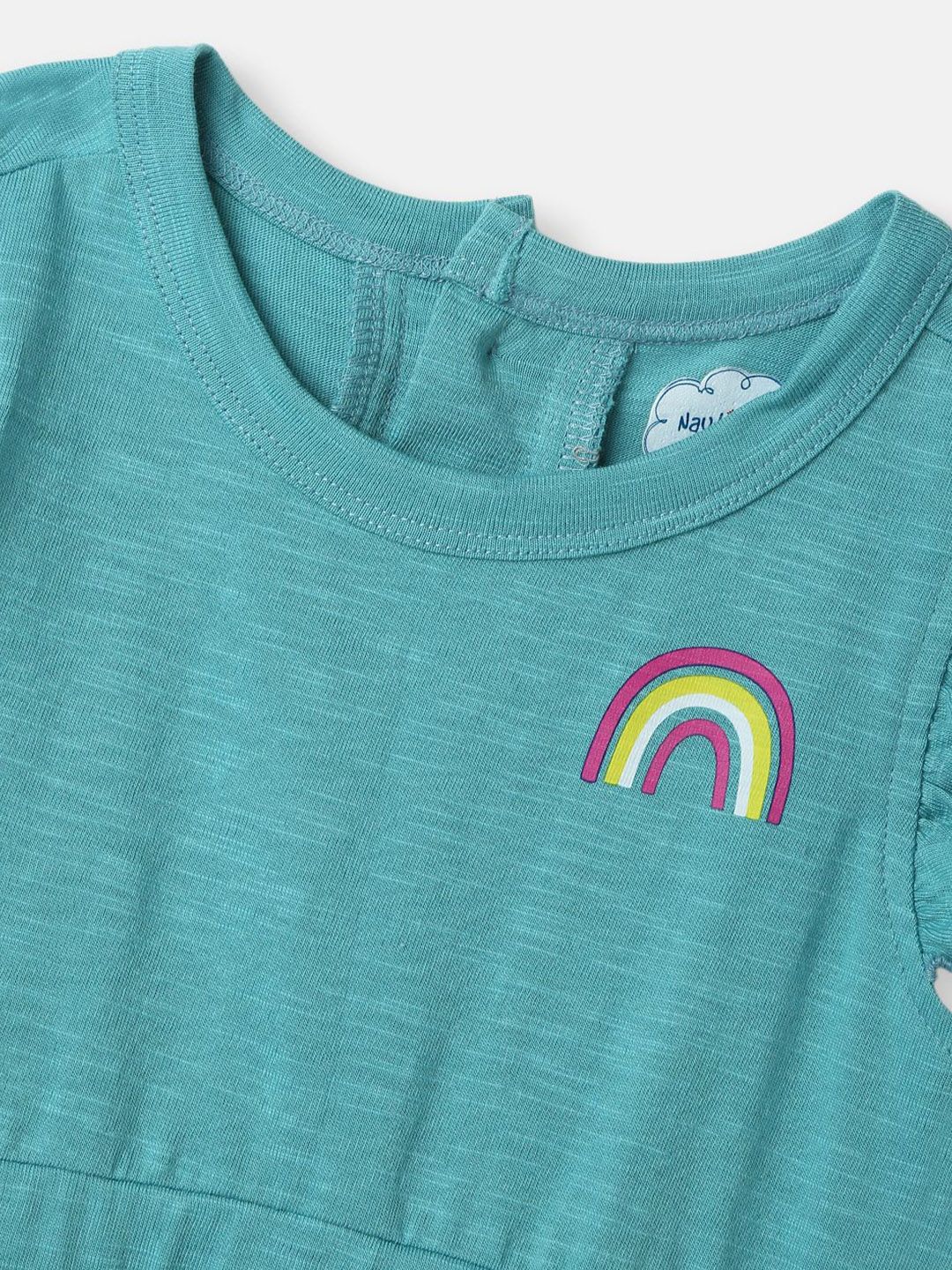 Nauti Nati Embellished Rainbow Sequinned Print Fit & Flare Dress with Sequinned Bag