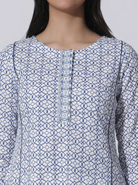W Ethnic Motifs Printed Cotton Straight Kurta