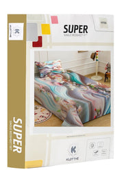 KLOTTHE Multicoloured Floral Fitted 400 TC Single 7D Bedsheet with 1 Pillow Covers
