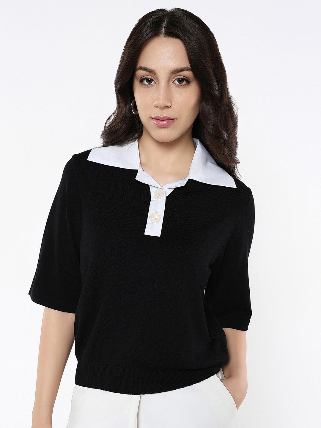 RAREISM Flared Sleeve Cotton Styled Back Top