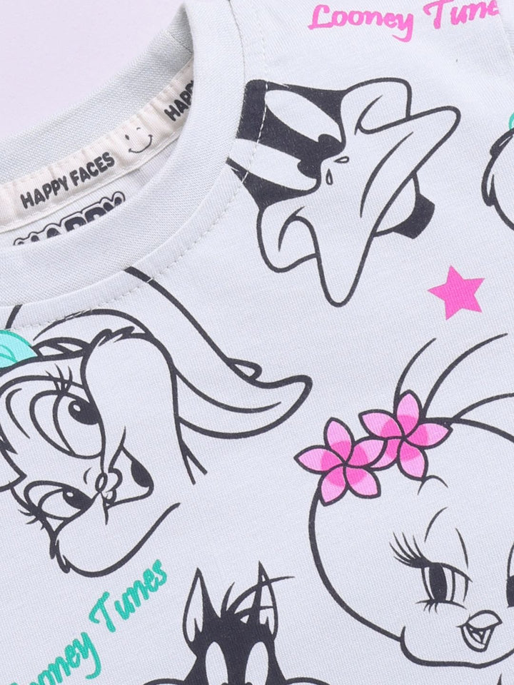 Happy Faces Girls Looney Tunes Printed Pure Cotton T-shirt