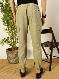Thomas Scott Men Smart Slim Fit solid cotton Cargos Trousers