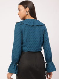 DressBerry Moonlight Muses Ruffled Dobby Weave Crop Top