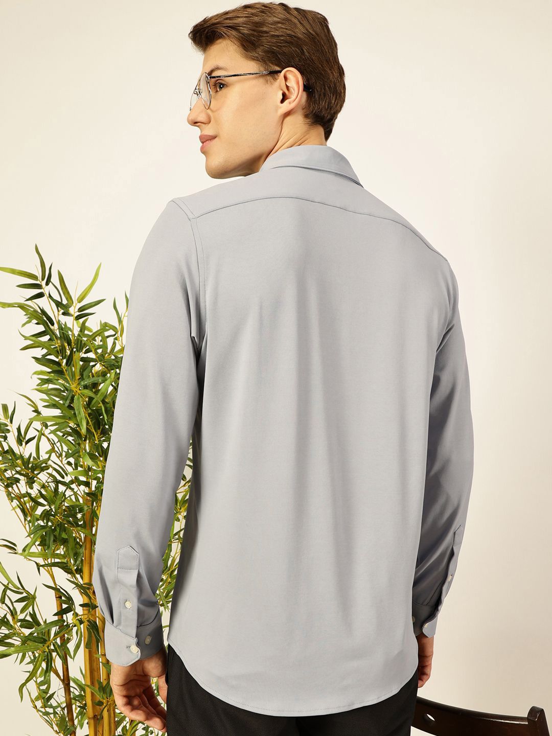 Thomas Scott Men Premium Spread Collar Solid Slim Fit Casual Shirt