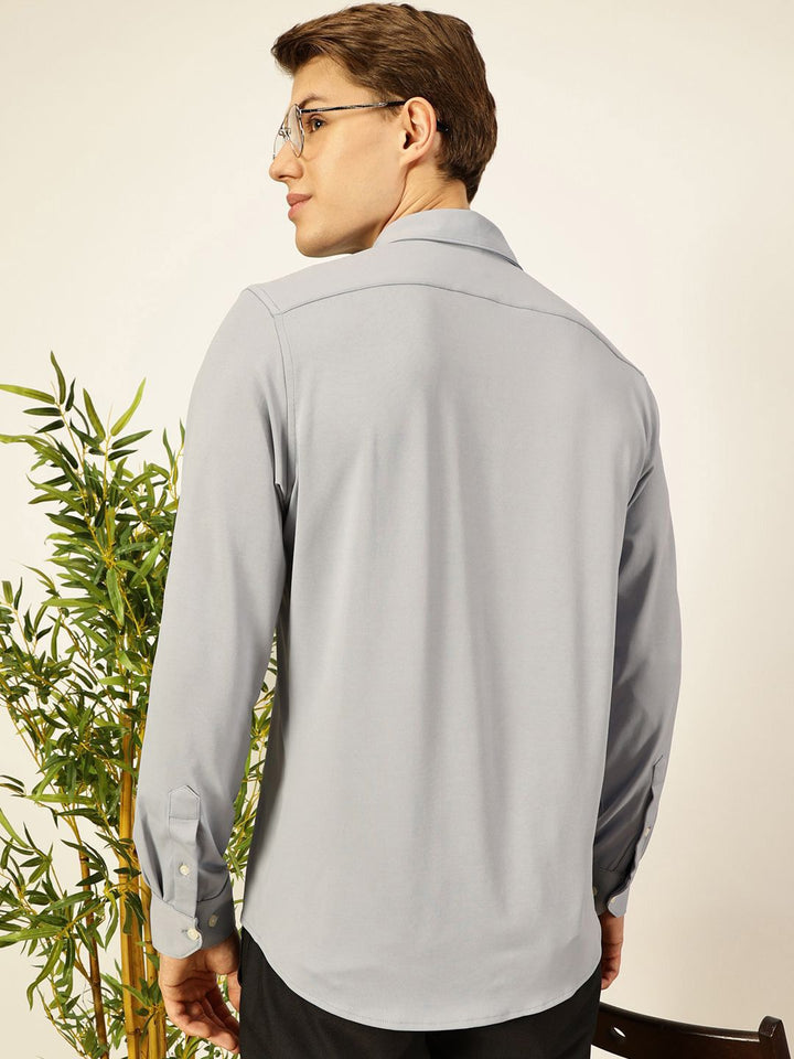 Thomas Scott Men Premium Spread Collar Solid Slim Fit Casual Shirt