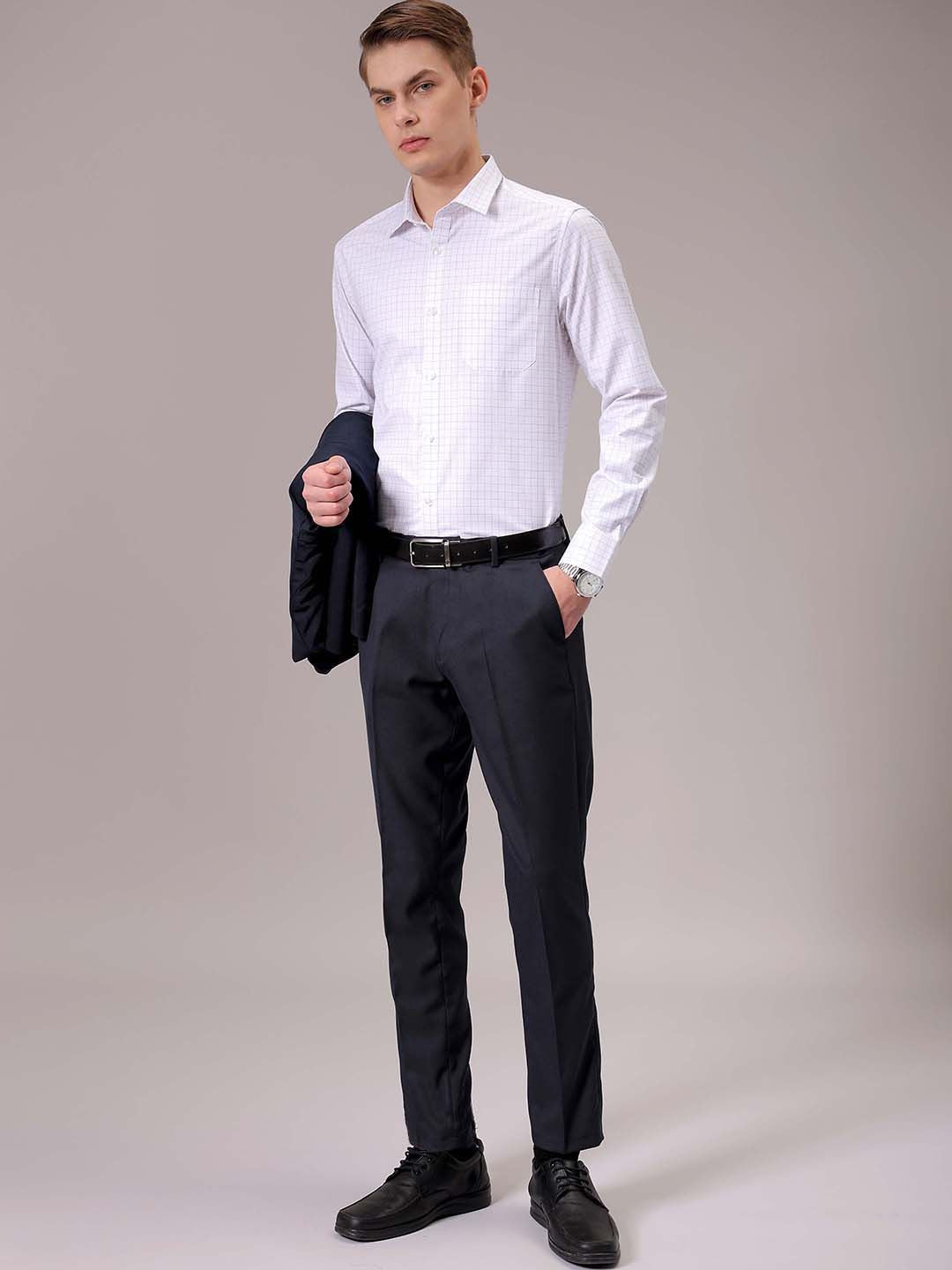 The Indian Garage Co. X Luxe Men Spread Collar Micro Checked Slim Fit Formal Shirt