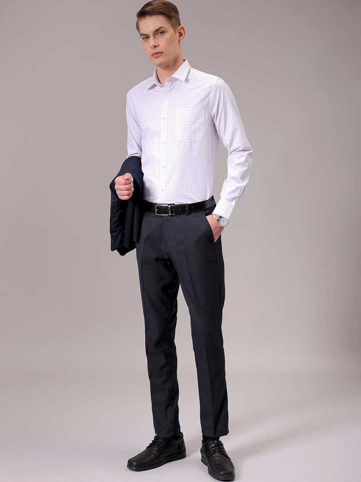 The Indian Garage Co. X Luxe Men Spread Collar Micro Checked Slim Fit Formal Shirt