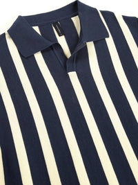 Thomas Scott Men Bio Finish Striped Polo Collar Cotton T-shirt