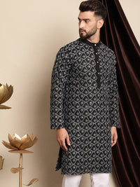 Anouk Ethnic Motifs Embroidered Band Collar Cotton Regular Kurta