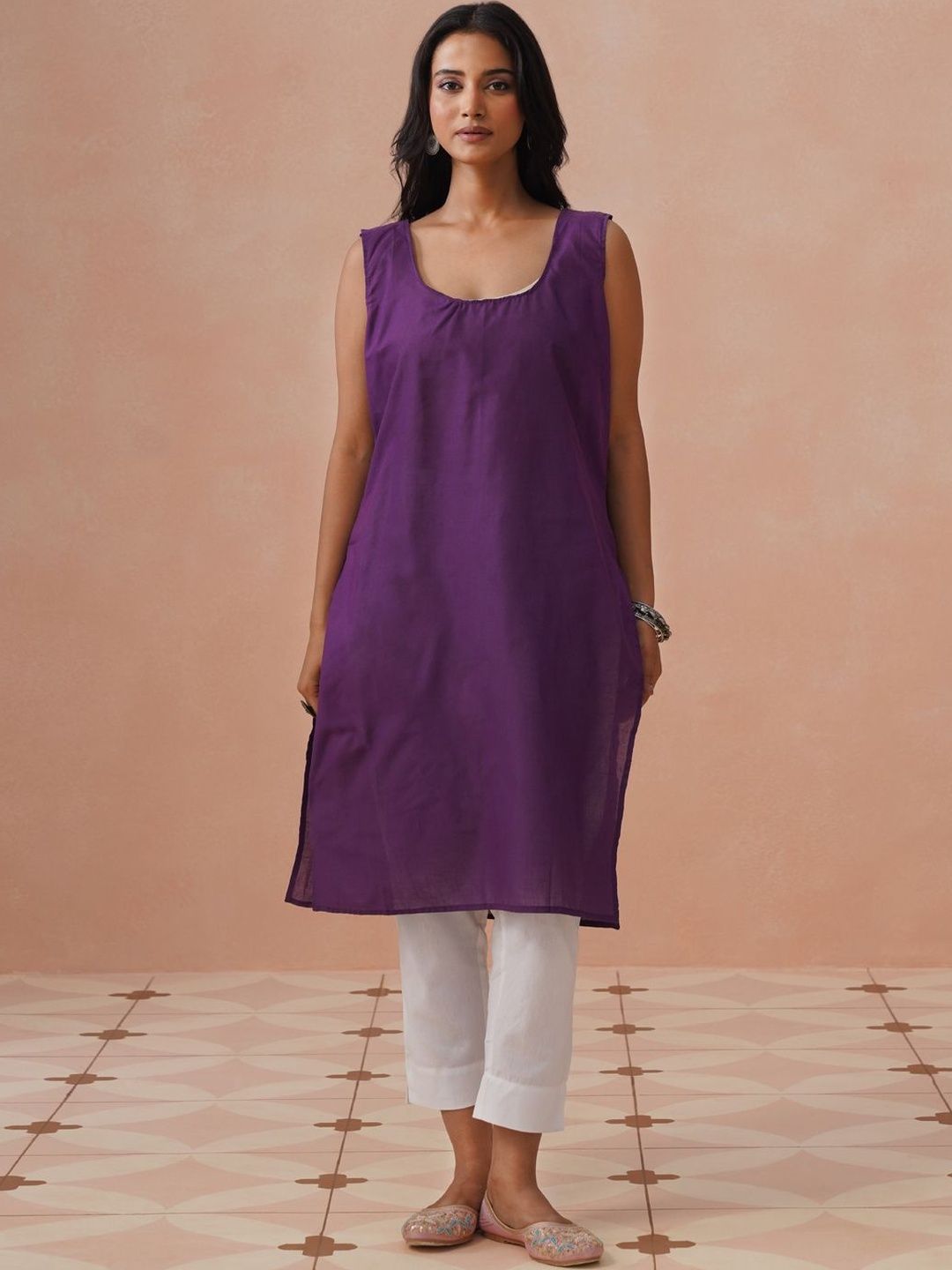 Rumah Wanita Chikankari Sulaman Bunga Chikankari Bunga Indie Georgette Kurta