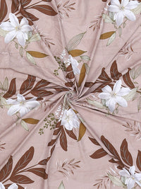 Monte Carlo Edmond Peach-Coloured & Brown Printed 144 TC King Bedsheet Set 2.70 m x 2.70 m