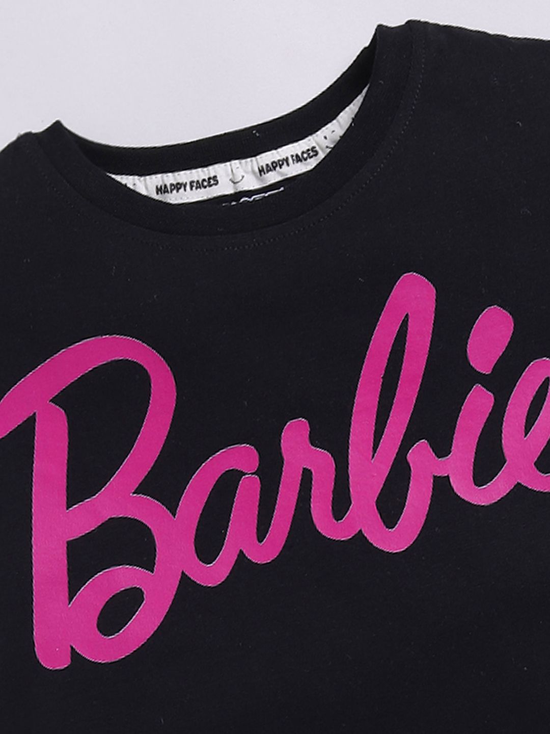 Happy Faces Girls Barbie Printed Pure Cotton Longline T-shirt