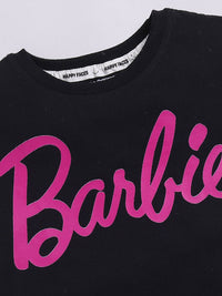 Happy Faces Girls Barbie Printed Pure Cotton Longline T-shirt
