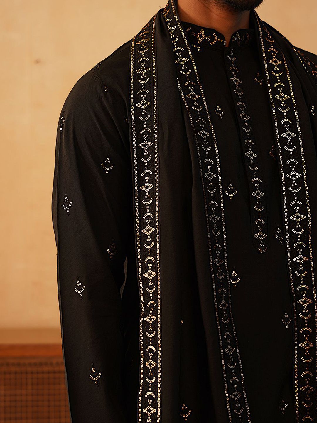 Jompers Floral Embroidered Sequinned Straight Kurta With Trousers & Dupatta