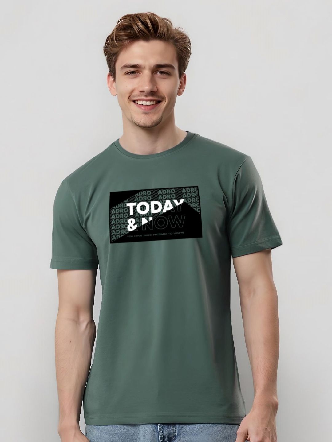 ADRO Men Typography Printed Round Neck Cotton T-shirt