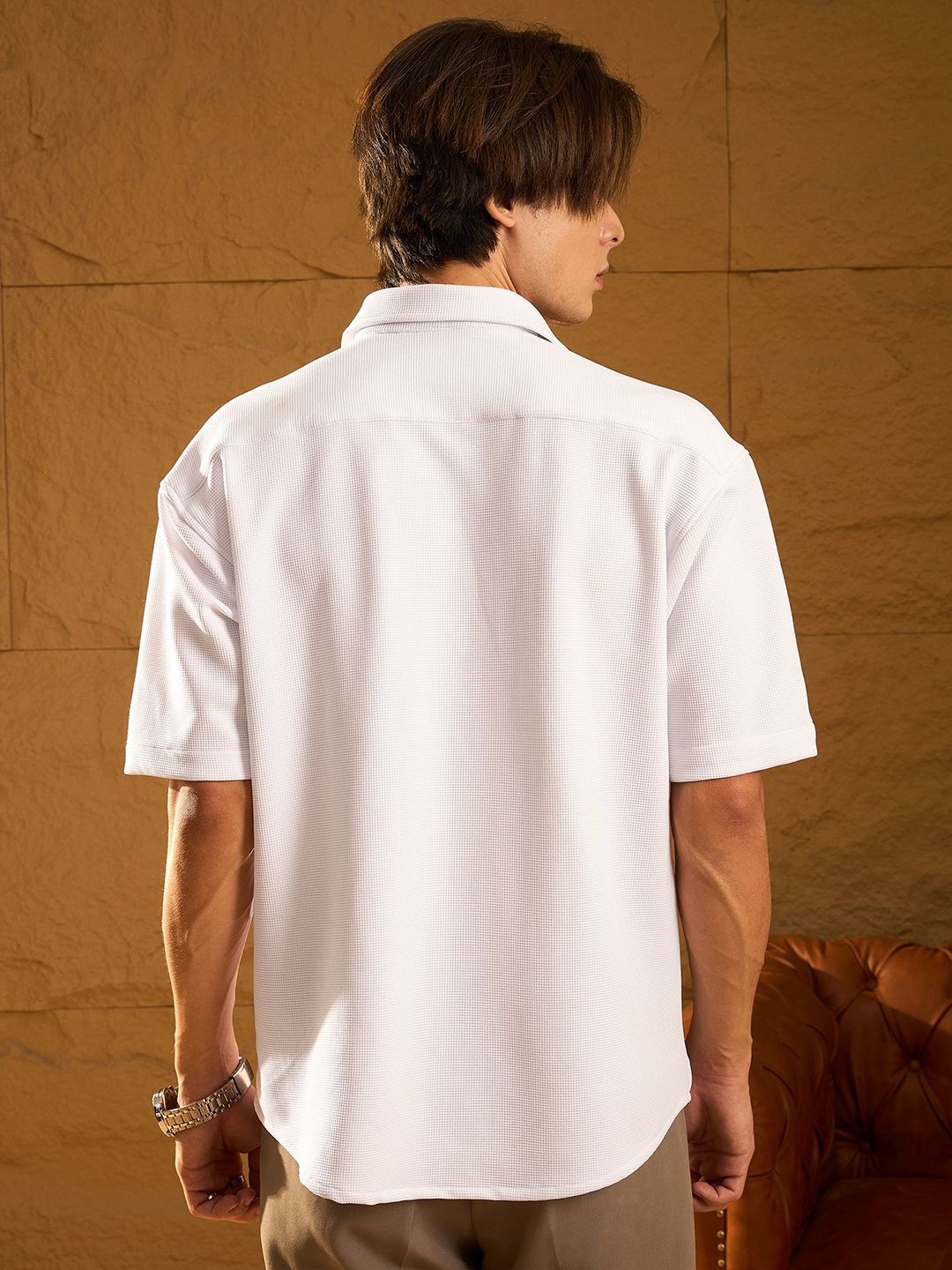 DENNISON Drop Shoulder Oversized Textured Double Pocket Shirt