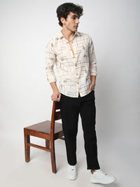 VASTRADO Men Classic Spread Collar Textured Cotton Slim Fit Casual Shirt