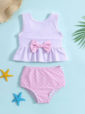 YK Girls Striped Top & Briefs Swim Set