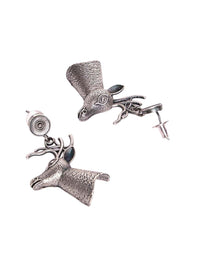PANASH Silver Plated Oxidized Contemporary Drop Earrings