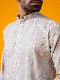 SOJANYA LUXE Ethnic Motifs Embroidered Mandarin Collar Straight Kurta With Trouser