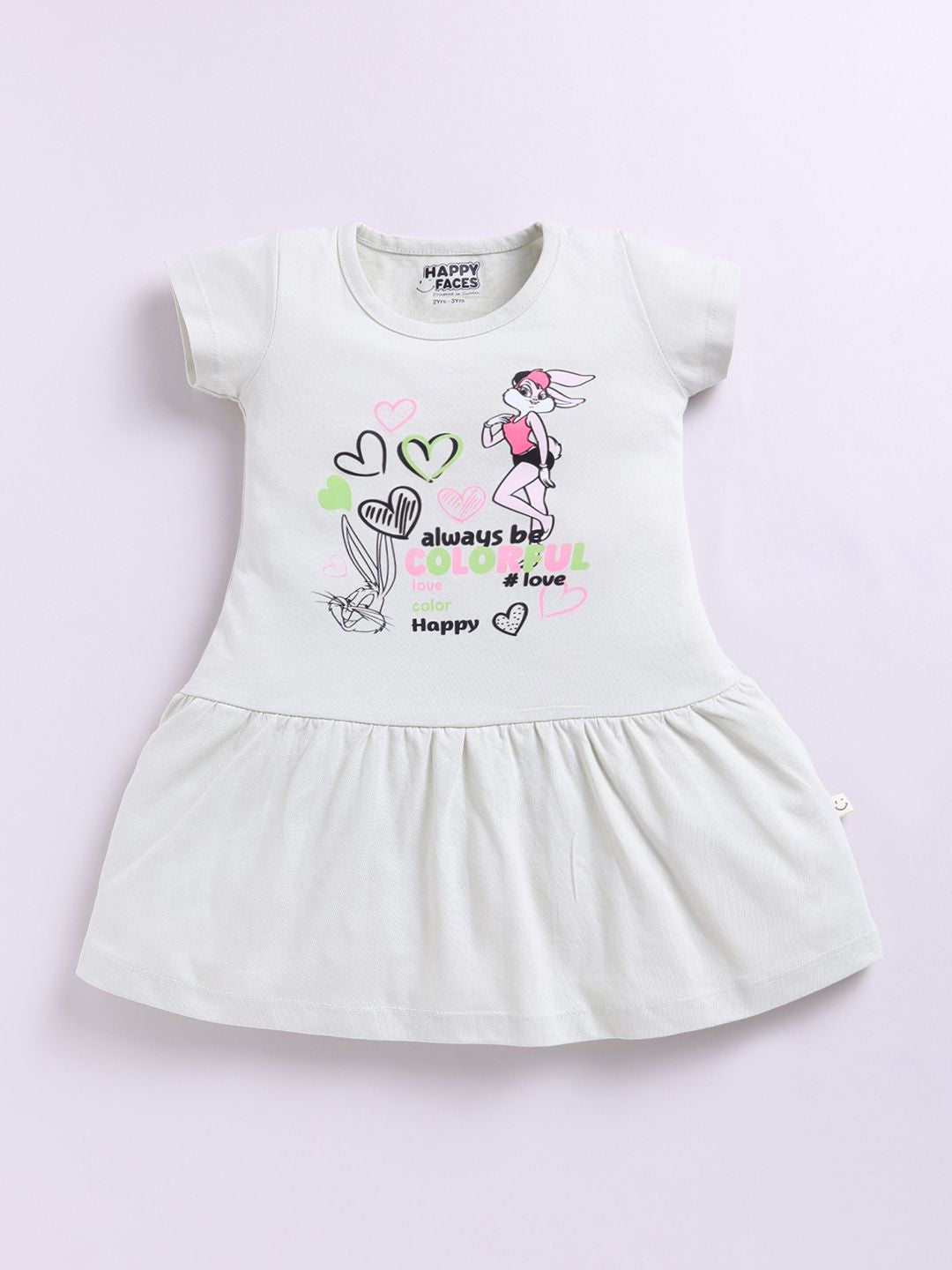 Happy Faces Girls Looney Tunes Print Pure Cotton Fit & Flare Dress