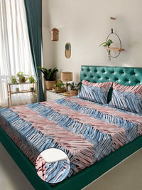 KLOTTHE Abstract 300 TC Cotton Blend Fitted Super King Double Bedsheet Set