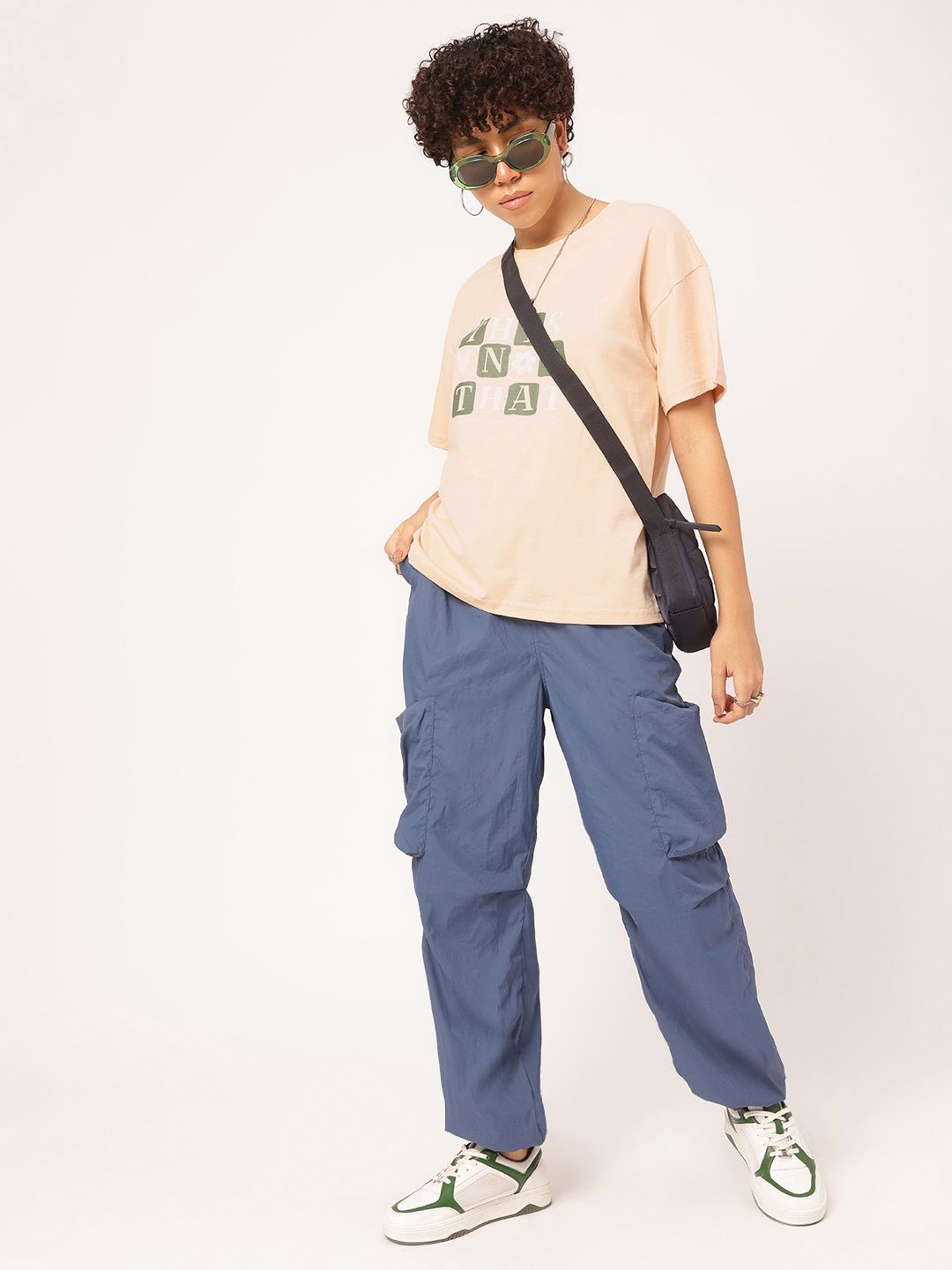 DressBerry Checker Typography Statement Dropped-Ease T-Shirt