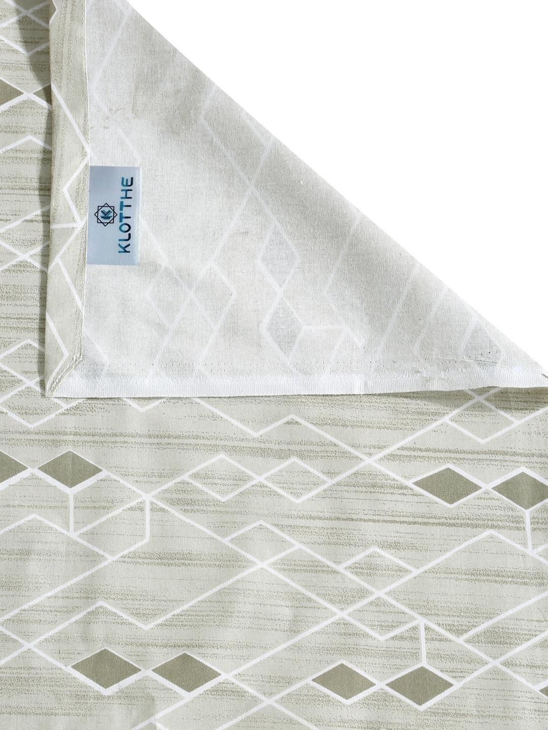 KLOTTHE Olive & Blue Geometric Printed 400 TC Cotton Set Cadar King 2.70 m x 2.70 m