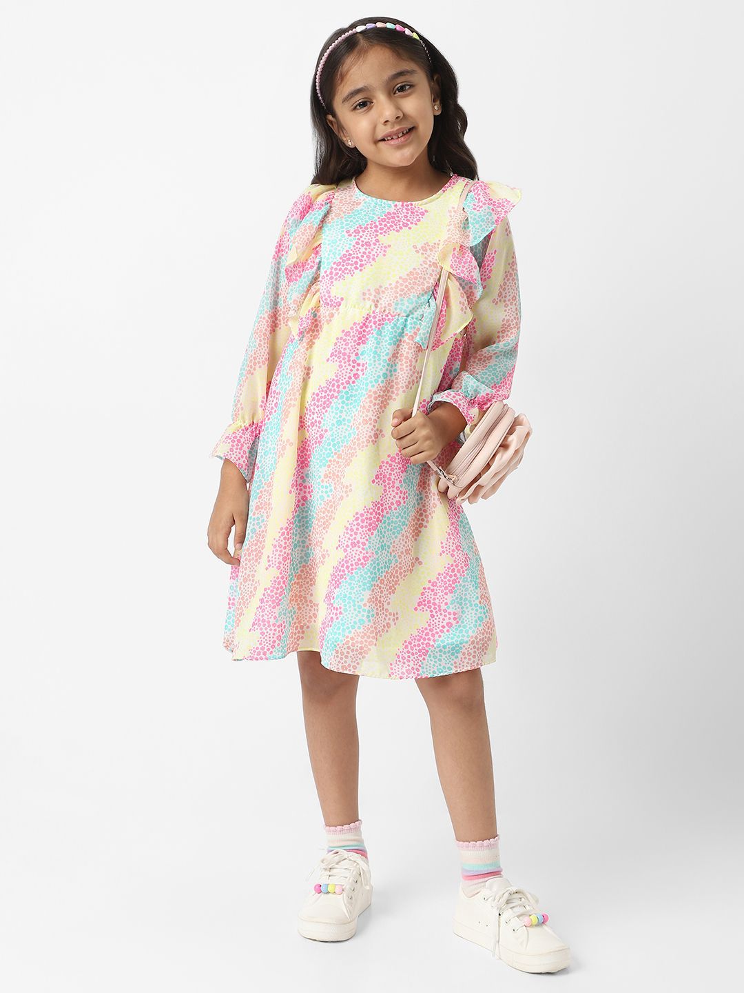 Nauti Nati Girls Bell Sleeve Ruffled A-Line Dress
