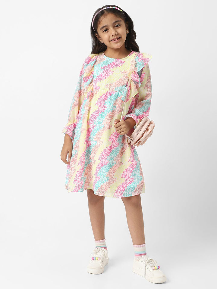 Nauti Nati Girls Bell Sleeve Ruffled A-Line Dress
