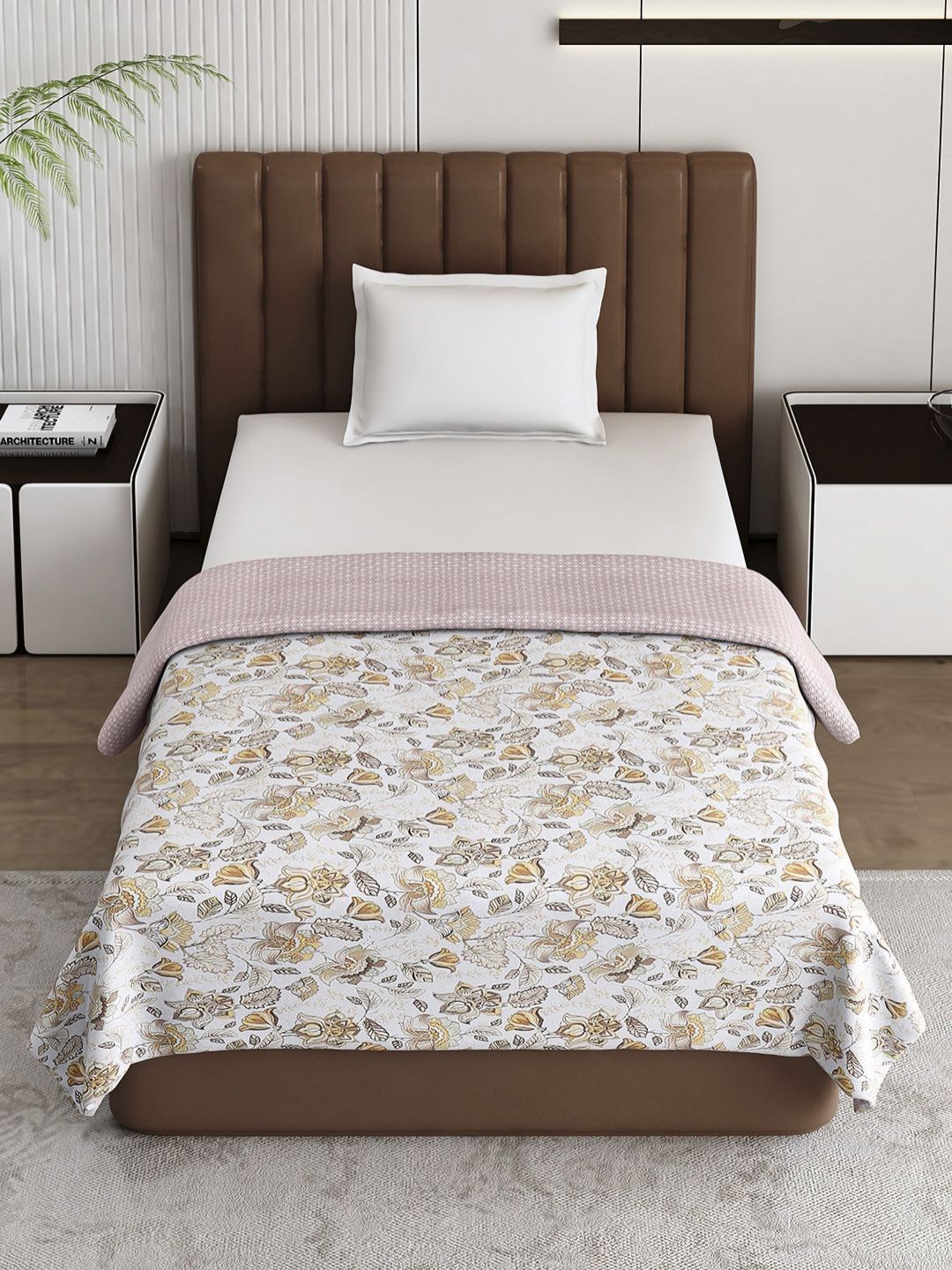 Monte Carlo Brown & White Printed Mild Winter 150 GSM Single Bed Dohar
