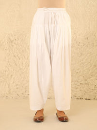 House of Chikankari Women White Cotton Solid Salwar